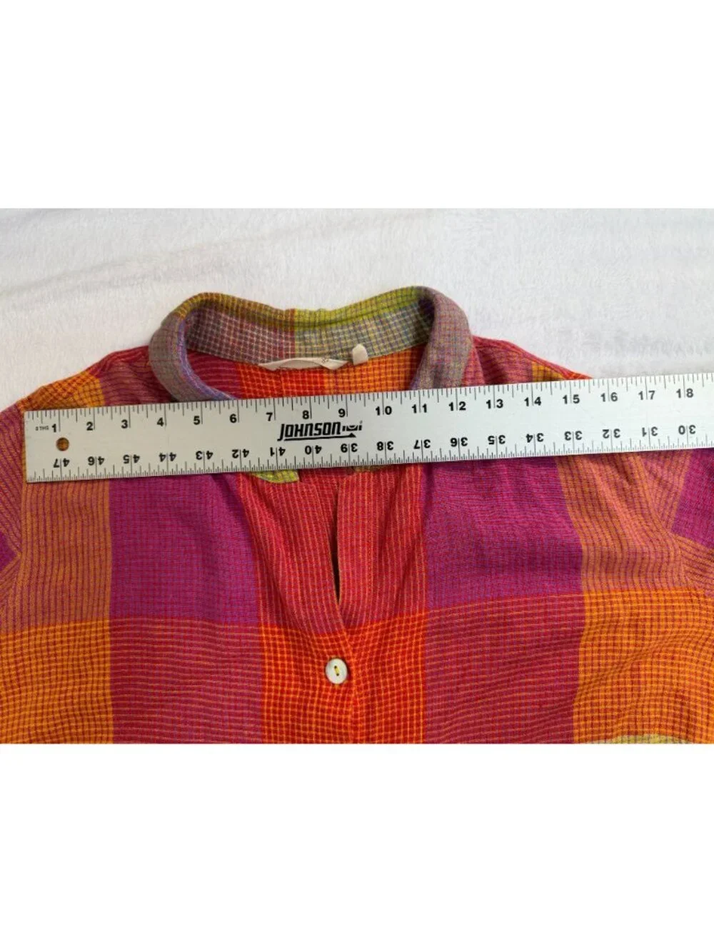 SOFT SURROUNDINGS 1X Multicolor Plaid Button Front Top Gauze Cotton Tunic Shirt